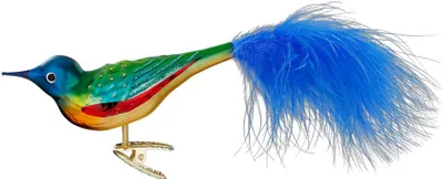 Produktbild von Christbaumschmuck Glas Vogel mit Glitzer auf Clip 11cm Bunt