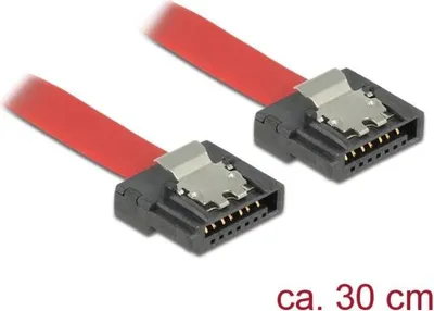 Produktbild von DeLOCK 0.3m SATA III, 0,3 m, SATA III, SATA 7-pin, SATA 7-pin, Männlich/Männlich, Rot