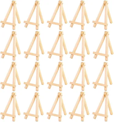 Produktbild von Mini Staffelei Miniaturstaffelei Bilderständer - 9 x 16 cm - Kiefernholz - 20 Stück - Verstellbarer Winkel