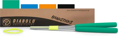 Produktbild von Diabolo-Handstäbe Aluminium mit Ersatzschnur | 160 cm Diabolo-Handstäbe In Grün | Diabolo-Stäbe mit Schaumstoffgriffen | Jonglierstäbe für Kinder