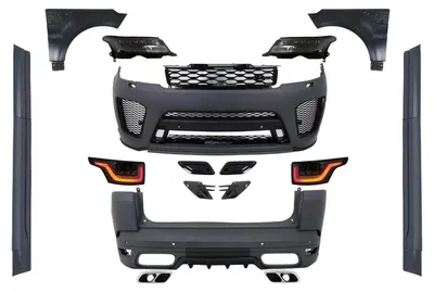 Imagen del producto de Kit de carrocería para Range Rover Sport L494, modelos de 2013 a 2017, con diseño actualizado de 2019. Incluye parachoques y guardabarros.