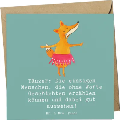 Produktbild von Mr. & Mrs. Panda Grußkarte Tanzen Geschichten - Meeresbrise - Geschenk, faltkarte, Tanzstile, Erzählen, Körperbewusstsein, Choreografie, Sportart, Sportler, Klappkarte