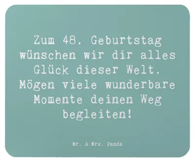 Produktbild von Mr. & Mrs. Panda Mauspad Spruch 48. Geburtstag Glück - Meeresbrise - Geschenk, liebevoll handgefertigt, pc mousepad, computermatte, besonderer Anlass, Geburtstagsfeier