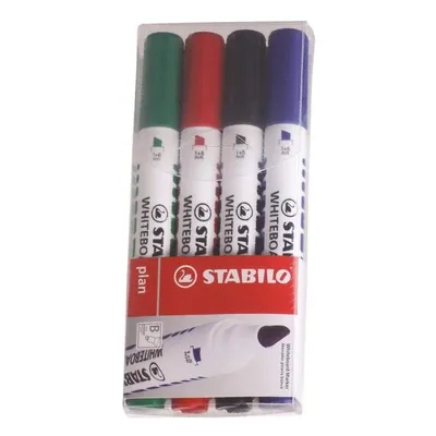 Produktbild von STABILO Marker, 4er Set mit den Grundfarben Schwarz, Blau, Rot und Grün