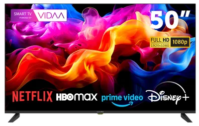 Zdjęcie produktu dla Kiano Elegance, 50-calowy telewizor Smart TV Full HD, technologia DLED, HDR10, Wi-Fi, 3 porty HDMI, 2 porty USB, tuner DVB-T2/S2, funkcja PVR, Miracast, bezramowa konstrukcja