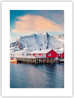 Produktbild von Poster - Poster ohne Rahmen - Lofoten Dorf Angeln - 30x40 cm - Wand Bild - Wanddeko - Wandbilder - Kunstposter - Wandposter - Bilder - Kunstdruck - Wanddekoration - Wandbild - P2XPA30x40-4762
