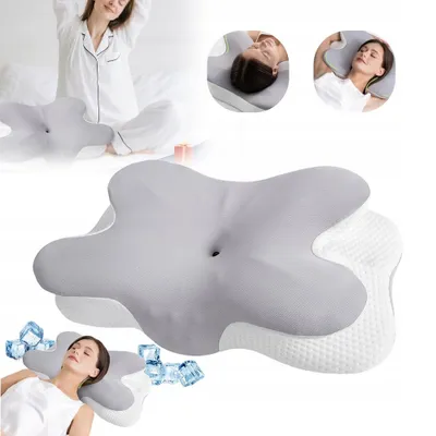 Produktbild von Memory Foam Nackenkissen Ergonomisch, Nackenstützkissen, Zwei Höhen für Alle Schlaftypen (Seiten, Rücken, Bauchschläfer)
