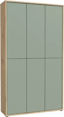 Produktbild von Schuhschrank >Alanna< 6 Türen, Salbei / Artisan Eiche Nachbildung - 109,2x191,9x34,9 cm (B/H/T)