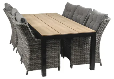 Produktbild von 7-teiliges Gartenset | 6 Gartenstühle Dublin | Limasol Gartentisch | 225 cm