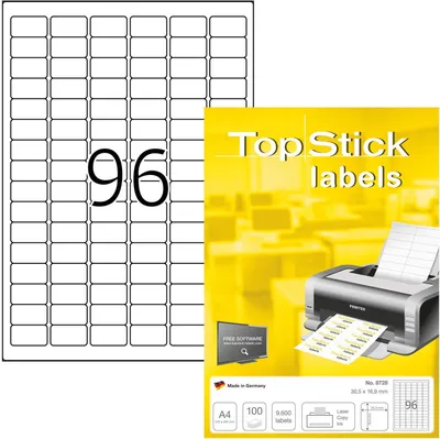 Produktbild von TOP STICK Universal-Etiketten 30,5 x 16,9 mm weiß 9.600 Etiketten