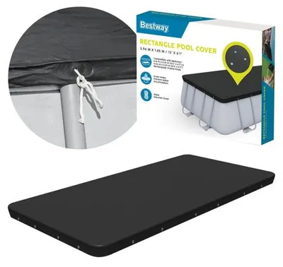 Obrázek produktu pro Bestway 58232 / 24, Bezpečnostní potah na bazén, Nadzemní bazén, Obdélníkový, Černá, Bestway 4.12 m x 2.01 m (13 ft. 6 in. x 6 ft. 7 in.) and 4.04 m x 2.01 m (13 ft. 3 in. x 6 ft. 7..., 1850 mm
