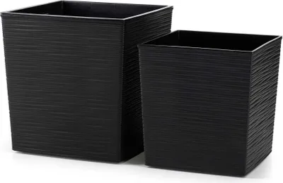 Zdjęcie produktu dla HowHomely | Zestaw doniczek - Flore Riflo - Czarny - Nowoczesny design - Mrozoodporne i z recyklingu - Doniczki na kwiaty