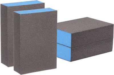 Produktbild von Sonstiges Schleifmaschinenzubehör QUARKZMAN Schleifschwamm, 4 Stück, Körnung 800-1000, Schleifblock, 100 x 70 x 25 mm, braun und blau