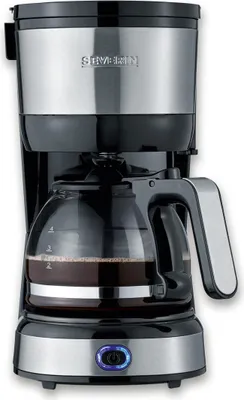 Produktbild von Filterkaffeemaschine Kaffemaschine SEVERIN KA 4808 750 W 4 Tassen Wasserstandanz KA 4808 aus Edelstahl, gebürstetschwarzsilber Kaffeemaschine Mit Glaskanne Kaffeemaschine Filterkaffee Kaffeezubereiter Filterkaffeemaschine Kaffeemaschine Mit Timer