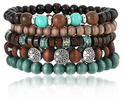 Produktbild von JOOTUEPO Boho Holzperlen Armband, 4 Stück Boho Quaste Armband für Damen