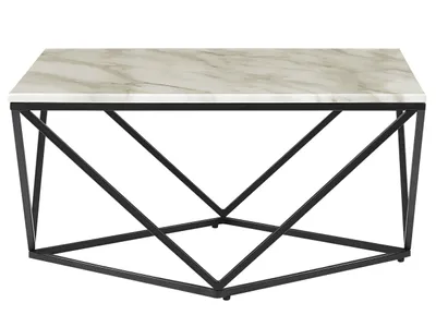 Produktbild von BELIANI Couchtisch Beige mit Schwarz 80 x 80 cm Metallgestell Marmor Optik Geometrische Form Quadratisch Modern