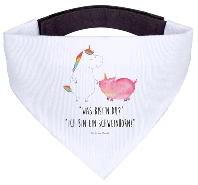 Produktbild von Mr. & Mrs. Panda Hunde Halstuch Einhorn Schwein - Weiß - Geschenk, Einhörner, Unicorn, Schweinchen, Freundin, Tuch, Hund, Hunde-Halstuch, Für