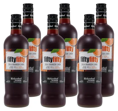 Produktbild von Birkenhof FiftyFifty Cola-Orangen-Likör (6 x 0,7L)