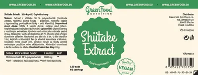 Produktbild von GreenFood Nutrition Shiitake-Extrakt 120 kapslí