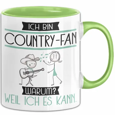 Produktbild von Country-Fan Tasse Geschenk Ich Bin Country-Fan Warum Weil Ich Es Kann Geschenkidee Geburtstag (Grün)