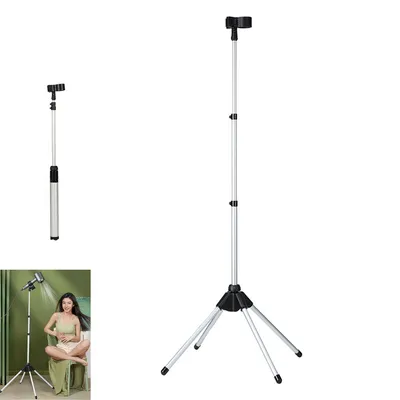 Produktbild von Verstellbarer Haartrockner-Ständer, 75–150 cm, mit Dreibein und Universal-Klemme,360° drehbar,für Badezimmer, Schminktisch und Ankleidezimmer, schwarz