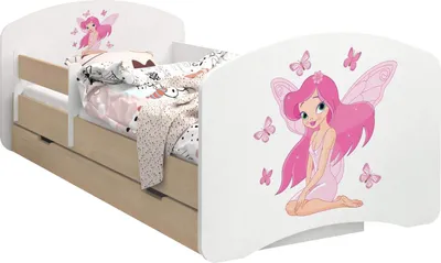 Produktbild von BDW Kinderbett, Doppelseitiges mit Schublade, Prinzessin mit Schmetterlingen, 180/90