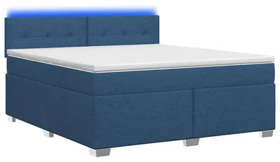 Obrázek produktu pro Postel s pružinovou základnou, matrací a LED osvětlením (modrá barva), rozměry 180 x 200 cm, potahová látka