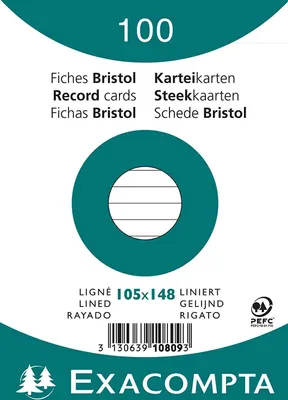 Produktbild von EXACOMPTA Karteikarten DIN A6 liniert weiß 100 Karteikarten