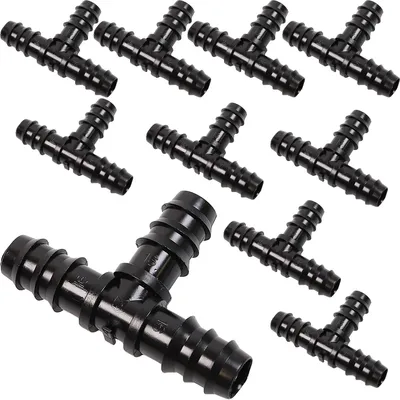 Image de T-Y pour tuyau de goutte-à-goutte, tube de dérivation d'eau 16 mm, lot de 10