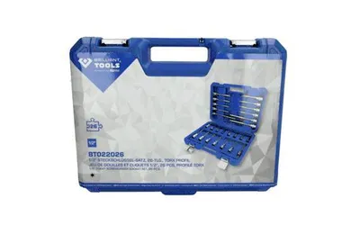Obrázek produktu pro BRILLIANT TOOLS Sada nástrčných hlavic 1/2" 26 ks s vícezubým profilem XZN - BT022026