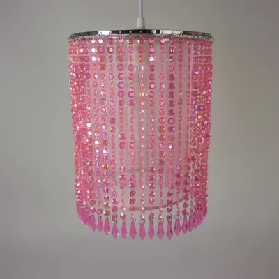 Produktbild von Leuchtenschirm STARLET SHORTY pink Kunststoff-Perlen pink und Organza-Stoff
