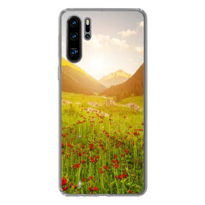 Produktbild von MuchoWow® Handyhülle Schutzhülle Hülle für Huawei P30 Pro Blumen - Berg - Sonne Silikon Softcase Handy Hülle - Schutzdeckel