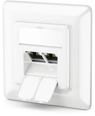 Produktbild von deleyCON CAT6a Netzwerkdose 2x RJ45 Buchse Unterputz, 1 Stück - Weiß