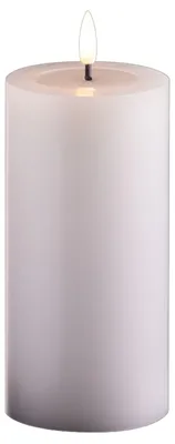 Zdjęcie produktu dla Duża świeca walcowa LED z timerem, biała, średnica 7,5 cm, wysokość 15 cm – wymaga 2 baterii AA; świeca LED z prawdziwego wosku z efektem migotania; świeca walcowa bez płomienia – duża świeca LED; oświetlenie świąteczne
