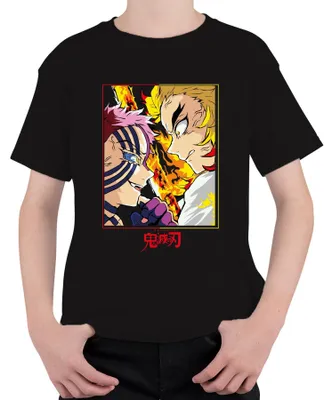 Obrázok produktu pre 鬼滅の刃 Rengoku Akaza Flame Fight Anime Gift Fan Uni detské tričko, čierna, 140