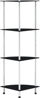 Produktbild von Regal mit 4 Ablagen Schwarz 30x30x100 cm Hartglas