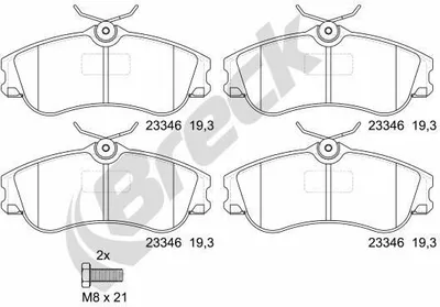 Produktbild von BRECK Bremsbeläge Satz Vorne Bremsklötze passend für PEUGEOT 206 Schrägheck (2A/C) 23346 00 701 00