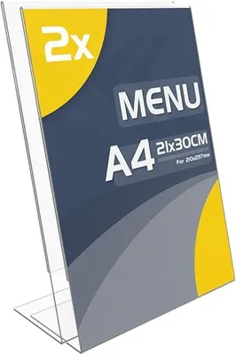 Zdjęcie produktu dla Uchwyt akrylowy A4 na stół 2 szt. stojak reklamowy przezroczysty