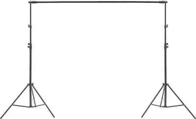 Zdjęcie produktu dla System tła fotograficznego do zdjęć i filmów – statyw do tła – regulowana szerokość 160–300 cm – regulowana wysokość 75–300 cm – poprzeczka 80–151 cm – czarny