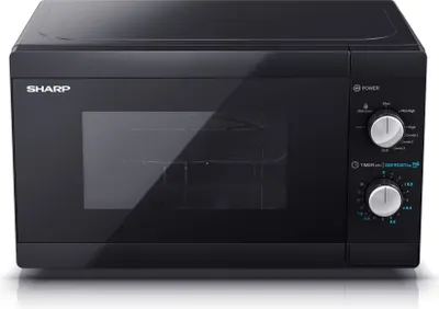 Obrázek produktu pro SHARP YC-MG01E-B Mikrovlnná trouba s grilem, mikrovlnný ohřev: 800 W, gril: 1000 W, 5 úrovní výkonu, černá barva