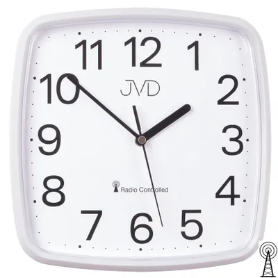 Produktbild von JVD RH616.1 Wanduhr Funk Funkwanduhr analog weiß viereckig