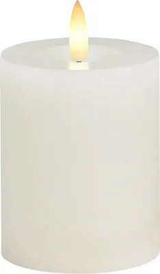Image de Bougie LED en cire véritable vacillante, 7x9 cm, blanche