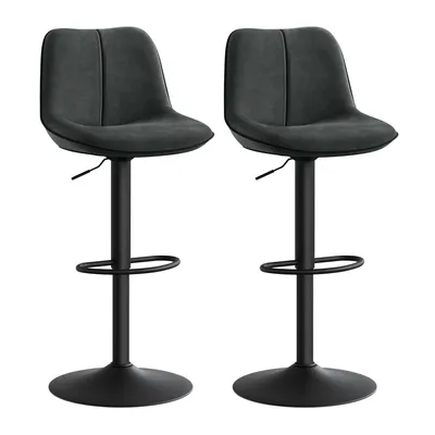 Produktbild von Barhocker 2er Set, Barstühle höhenverstellbar, drehbare Küchenhocker, mit ergonomischer Rückenlehne, Samt, für Kücheninsel, Hausbar, modern