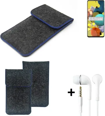 Produktbild von K-S-Trade Handy Schutz Hülle kompatibel mit Samsung Galaxy A51 5G Schutzhülle Handyhülle Filztasche Pouch Tasche Case Sleeve Filzhülle dunkelgrau,
