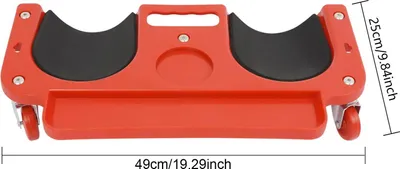 Produktbild von Rollendes Knieschutzkissen - Kniewagen 49 x 25 cm - Schwammgepolstert - Mit Werkzeugablage - Für Bau & Kfz-Reparatur - Leichtlaufrollen