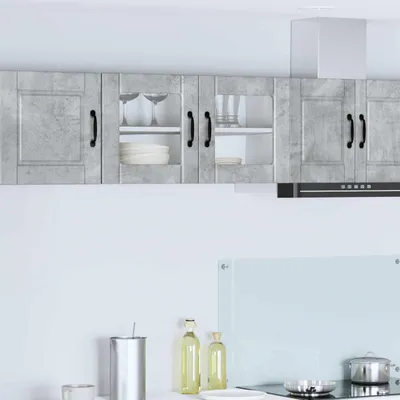 Immagine prodotto di vidaXL Armadietto a muro in vetro PORTO Grigio cemento 80 x 31 x 40 cm in materiale derivato dal legno