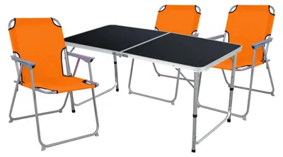 Image de ensemble de meubles de camping 4 pièces Black Alu 120x60x58/70cm orange