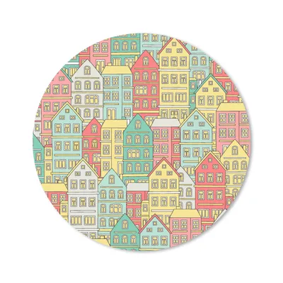 Produktbild von MuchoWow® Mauspad Mousepad Haus - Muster - Pastell 50x50 cm - Mousepads - Maus Mat - Pad - Mausunterlage - Vinyl