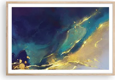 Produktbild von Gerahmtes Poster - Rahmen in heller Eiche - Gold Granate Abstraktion - 91,5x61 cm - Wand Bild - Wanddeko - Wandbilder - Kunstposter - Wandposter - Bilderrahmen - Bilder - Kunstdruck - P2NAA91x61-4753