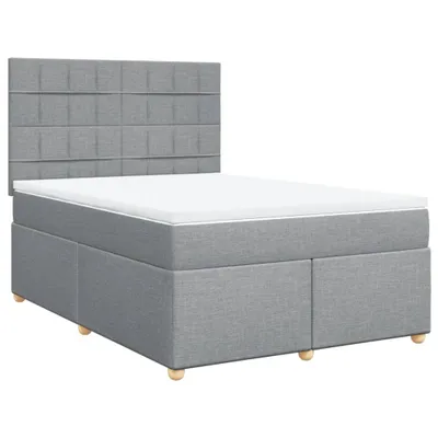 Produktbild von Boxspringbett mit Matratze Hellgrau 140x200 cm Stoff